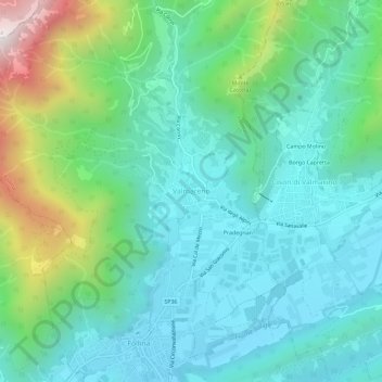 Valmareno topographic map, elevation, terrain