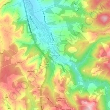 Sambuca topographic map, elevation, terrain
