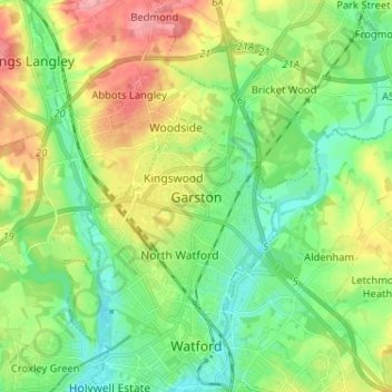 Garston topographic map, elevation, terrain