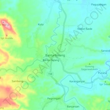 Bantarbolang topographic map, elevation, terrain