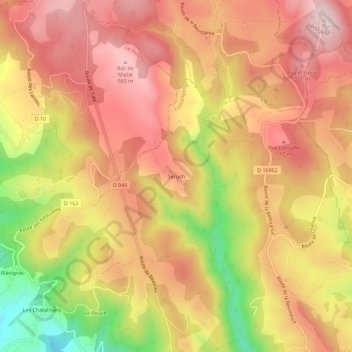Seruch topographic map, elevation, terrain