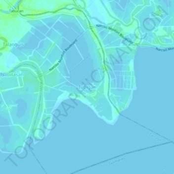 Tubigan topographic map, elevation, terrain