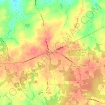 Churchville topographic map, elevation, terrain