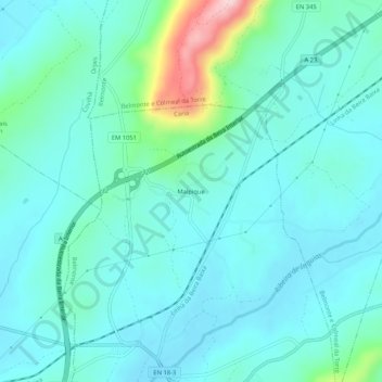 Malpique topographic map, elevation, terrain