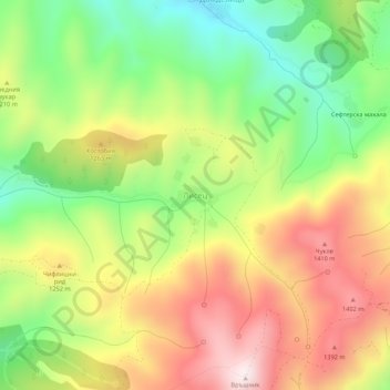 Lisets topographic map, elevation, terrain