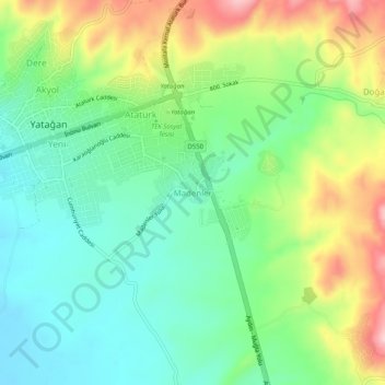 Madenler topographic map, elevation, terrain