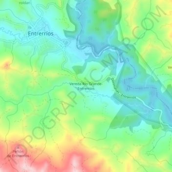 Vereda Río Grande-Entrerríos topographic map, elevation, terrain