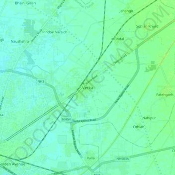 Verka topographic map, elevation, terrain