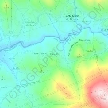 Friande topographic map, elevation, terrain