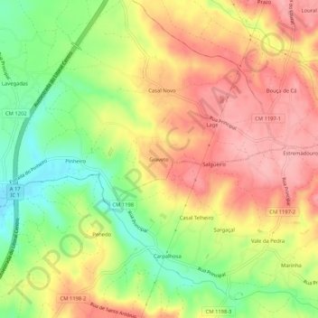 Graveto topographic map, elevation, terrain