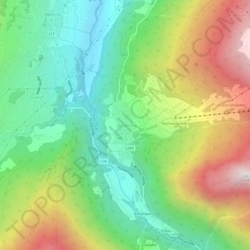 Jerzens topographic map, elevation, terrain