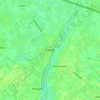 Nevele topographic map, elevation, terrain
