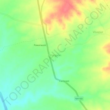 Shirgaon topographic map, elevation, terrain