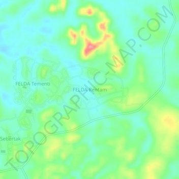 FELDA Rentam topographic map, elevation, terrain