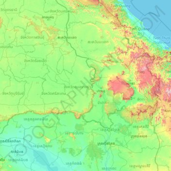 Ubon Ratchathani Province topographic map, elevation, terrain
