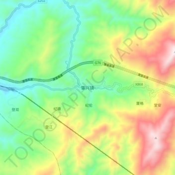 Zhaoxing topographic map, elevation, terrain