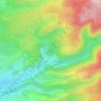 Desenberg topographic map, elevation, terrain