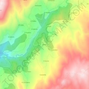 Seixido topographic map, elevation, terrain