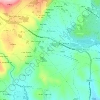 A Peroxa topographic map, elevation, terrain