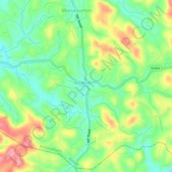 Nilamel topographic map, elevation, terrain