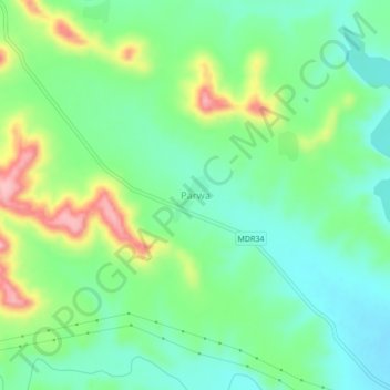 Parwa topographic map, elevation, terrain