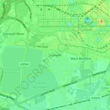 Stanwell topographic map, elevation, terrain