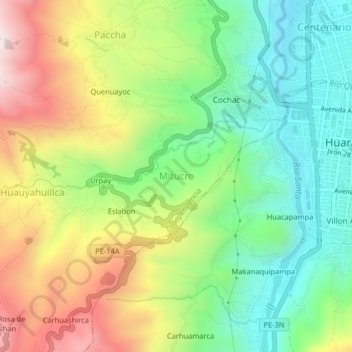 Mitucro topographic map, elevation, terrain
