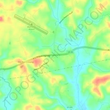 Spencer topographic map, elevation, terrain