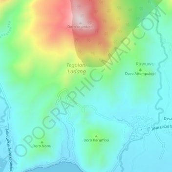 Langgudu topographic map, elevation, terrain