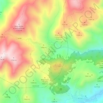 Dardhë topographic map, elevation, terrain