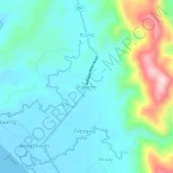 Fragante topographic map, elevation, terrain