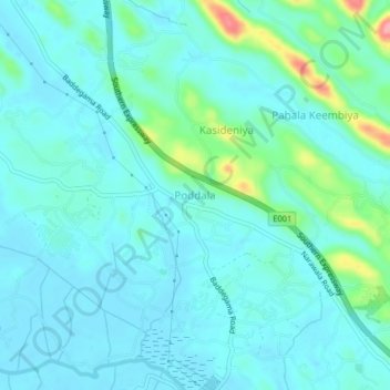 Poddala topographic map, elevation, terrain