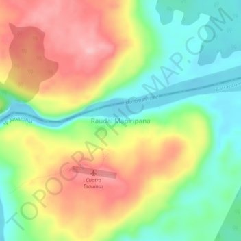 Raudal Mapiripana topographic map, elevation, terrain