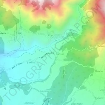 Jia topographic map, elevation, terrain