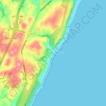 Umdloti / eMdloti topographic map, elevation, terrain