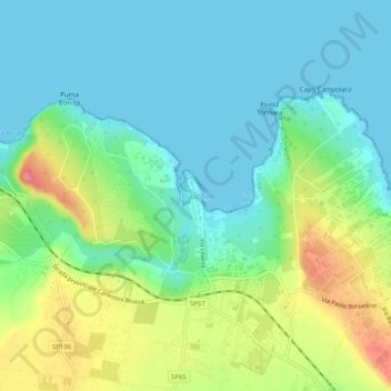 Brucoli topographic map, elevation, terrain