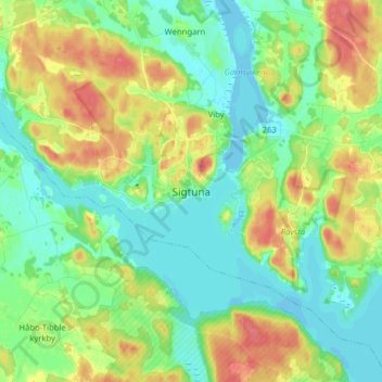 Sigtuna topographic map, elevation, terrain