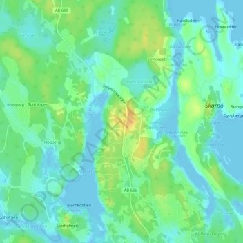 Djurhamn topographic map, elevation, terrain