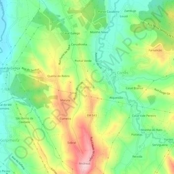 Barreira topographic map, elevation, terrain
