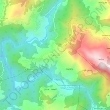 chaumat topographic map, elevation, terrain