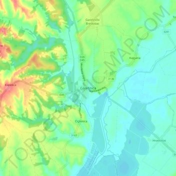 Garešnica topographic map, elevation, terrain
