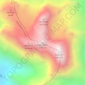 Harmukh topographic map, elevation, terrain