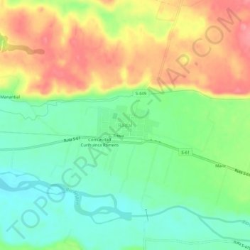 Radal topographic map, elevation, terrain