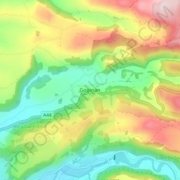 Goginan topographic map, elevation, terrain