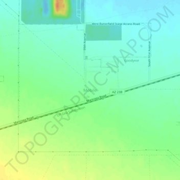 Mobile topographic map, elevation, terrain