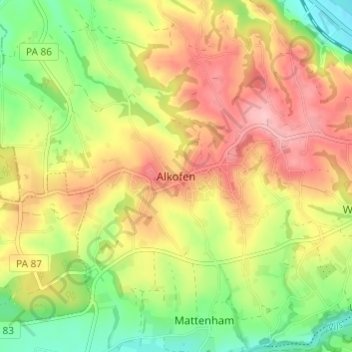 Alkofen topographic map, elevation, terrain