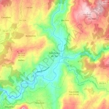 São Pedro do Sul topographic map, elevation, terrain