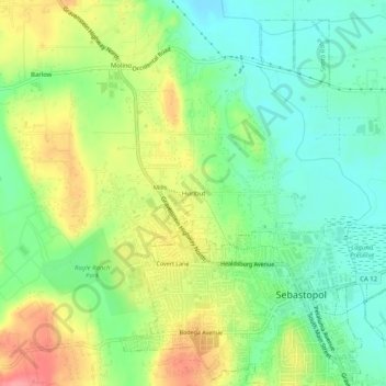 Hurlbut topographic map, elevation, terrain