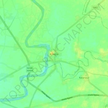 Kheda topographic map, elevation, terrain