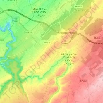 Tamesna, Rabat topographic map, elevation, terrain